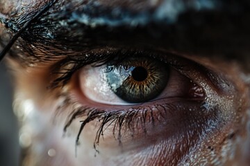 Poster - A detailed view of a woman's eye with bold makeup features