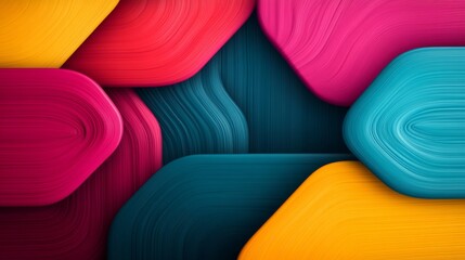 Poster - Colorful background with a blue square in the middle. The background is made up of different colored squares