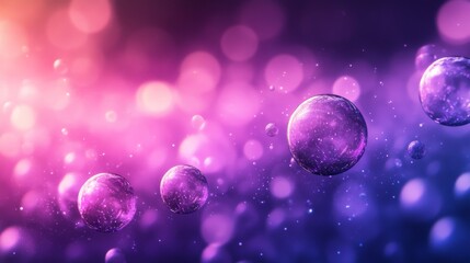 Wall Mural - the image showcases floating spheres with bubbles and bokeh