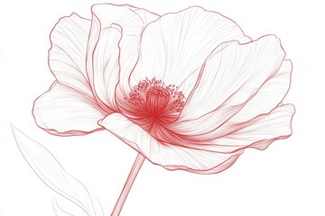 Aufkleber - A bright red flower sits alone on a clean white background, perfect for adding color to any design or project