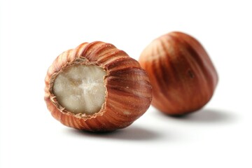 Aufkleber - A detailed view of two nuts sitting on a white surface