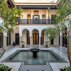 Aufkleber - A courtyard with a central fountain