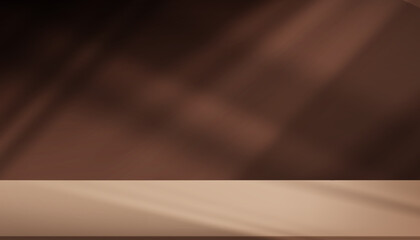 Aufkleber - Background brown chocolate color.Studio background of shadow,light on 3d podium for product design,Autumn Abstract background texture of window light effect on wall and floor.Vector for Easter display