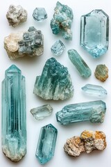 Aufkleber - A collection of colorful crystals placed on a clean white surface