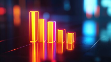 Poster - A colorful bar chart with neon lights in the background, suitable for presentations and infographics