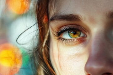 Poster - A detailed view of a person's eye with a blurred out background, ideal for use in portraits or illustrations