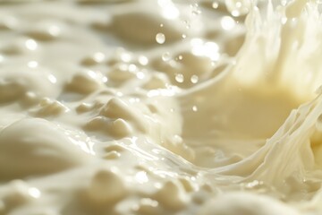 Poster - A close-up shot of a bowl filled with milk, often used as a prop in food or beverage photography