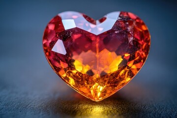 Poster - A sparkling red heart-shaped diamond placed on a table, perfect for jewelry or gift displays