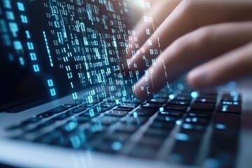 Poster - A person is working on their laptop in a close-up shot