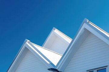 Aufkleber - Image of a white house with a clear blue sky in the background, perfect for use in architectural or real estate photography
