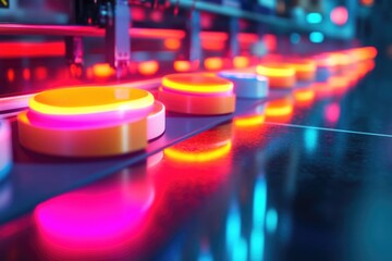 Poster - Bright lights on a moving conveyor belt