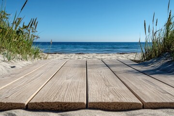 Aufkleber - Pathway leading to sandy shores, ideal for coastal scenes and photography