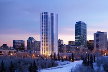 Wall Mural - Urban landscape with towering skyscrapers, ideal for use in business or finance contexts