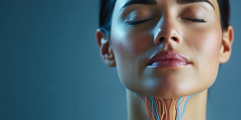 Poster - A close-up of a woman with her eyes closed, great for portraits or intimate moments
