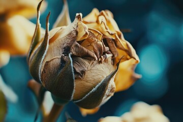 Poster - A detailed view of a flower's petals and center, blurred background