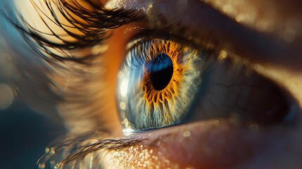 Poster - A detailed view of an individual's eye with a blurred background, perfect for uses such as portraits or emotional expression