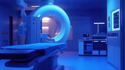 Aufkleber - A hospital room featuring an MRI machine in the center