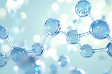 Poster - Exploring the intricate beauty of molecular structures under soft blue light in a serene scientific environment. Generative AI