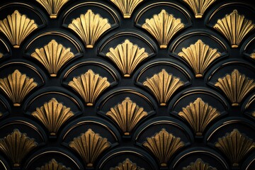 Poster - a close-up view of a textured gold and black wall