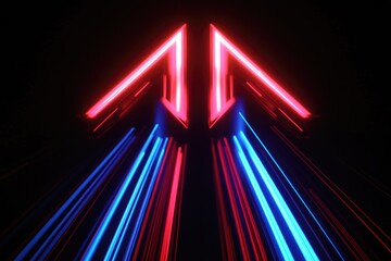 Aufkleber - A red and blue arrow is lit up in the dark