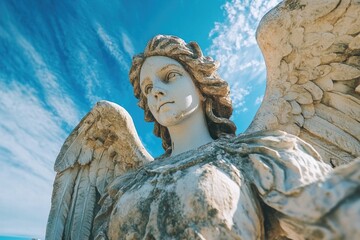Poster - A detailed shot of a serene angel statue with intricate details