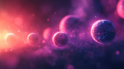 Wall Mural - glowing planets and celestial bodies in deep purple space