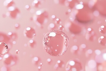 Poster - Bubbles floating gracefully in soft pink hues create a serene atmosphere of tranquility and beauty. Generative AI