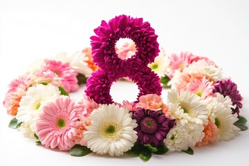 Aufkleber - A delicate flower arrangement forms the shape of the numeral eight on a white background