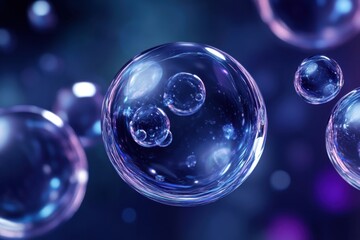 Poster - Floating spheres of vibrant energy in a surreal twilight dreamscape filled with enchanting colors and soft glows. Generative AI