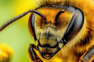 Poster - A detailed look at the features of a bee's head, suitable for educational or scientific use