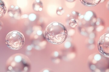 Poster - Floating droplets create a serene underwater atmosphere in a dreamy pastel background. Generative AI