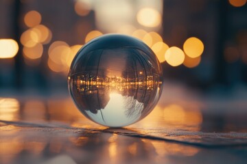 Aufkleber - A transparent glass sphere perched on a flat surface
