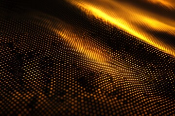 Poster - Golden waves flow in a mesmerizing pattern, capturing the essence of light and texture in a beautifully crafted digital design. Generative AI