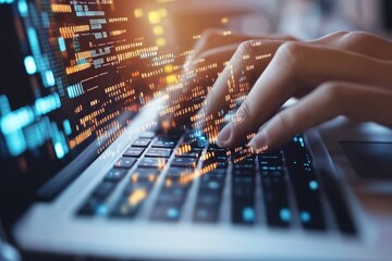 Poster - A person working on their laptop with the keyboard in focus