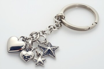 Poster - A keychain featuring a heart shape with star and heart charms attached