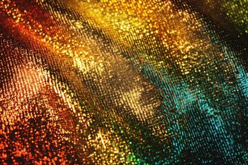 Poster - Vibrant colors dance across textured fabric under warm light during an artistic display of textiles and creativity. Generative AI
