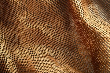 Poster - Textured pattern of woven netting in warm tones creates an inviting ambiance in a creative workspace. Generative AI