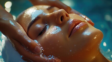 Poster - Close-up of a woman receiving a relaxing facial massage