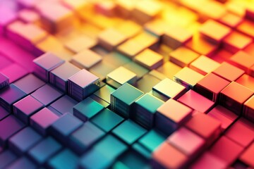 Poster - Vibrant cubes create a colorful mosaic in an abstract design exploring light and form. Generative AI