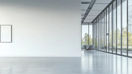 Aufkleber - A simple room with a picture frame hanging on the wall, ready for a photo to be displayed