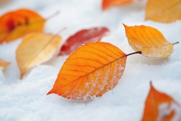 Poster - A detailed shot of a leaf covered in snow, great for winter-themed images or nature-inspired designs