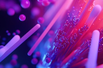 Poster - Colorful abstract patterns and glowing light bursts create an immersive experience in a high-tech digital landscape. Generative AI