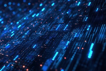 Fototapete - Vibrant display of digital data flowing through a high-tech landscape at night. Generative AI