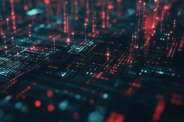 Poster - Captivating light patterns form captivating digital landscape at dusk in a futuristic world of technology and innovation. Generative AI