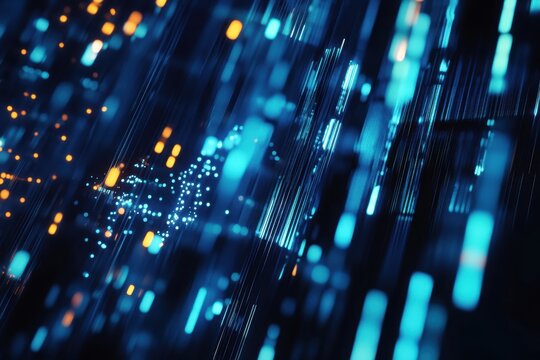 Abstract representation of vibrant data flows in a digital landscape capturing the essence of advanced technology. Generative AI