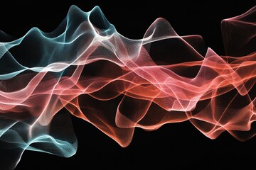 Poster - Vibrant waves of color dance across the darkness in a mesmerizing display of light and motion. Generative AI
