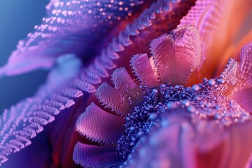 Poster - Bright purple petals and surreal patterns blend beautifully in a mesmerizing floral composition set against a dreamlike backdrop. Generative AI