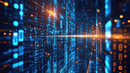 Fototapete - Digital Data Stream, A Journey into the Cyberspace