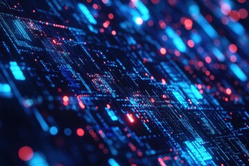 Fototapete - Glowing circuits intertwine in a breathtaking abstract display of technology and artistry during the nighttime hours. Generative AI