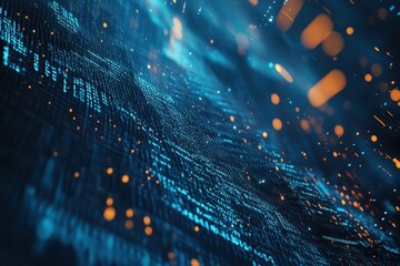 Fototapete - Visual representation of data flow in a digital landscape showcasing dynamic patterns and vibrant colors. Generative AI
